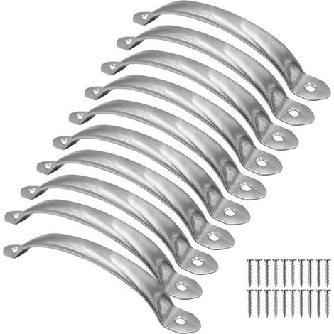 Maniglie in acciaio inox per cucina, armadi e porte - Set da 10 pezzi con viti, ideali per mobili e bagno (1/5)
