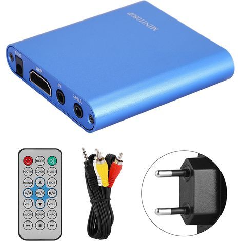 Mini lecteur multimédia numérique HDMI 1080P, décodeur de disque dur avec télécommande (100-240V) bleu EU (1/5)