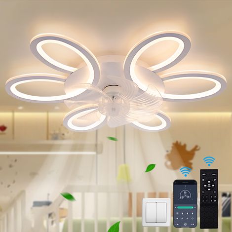 Plafonnier ventilateur silencieux intelligent – 6 vitesses, contrôle APP et télécommande, lumière LED 3 couleurs réglables, pour chambre et salon (1/5)