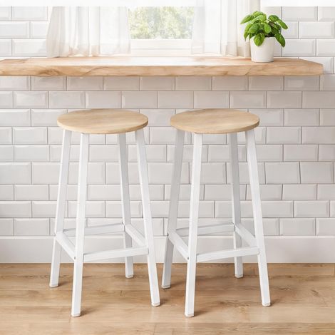 Tabouret de bar lemn natural en pAL otel 32,5 x 32,5 x 65 cm (1/5)