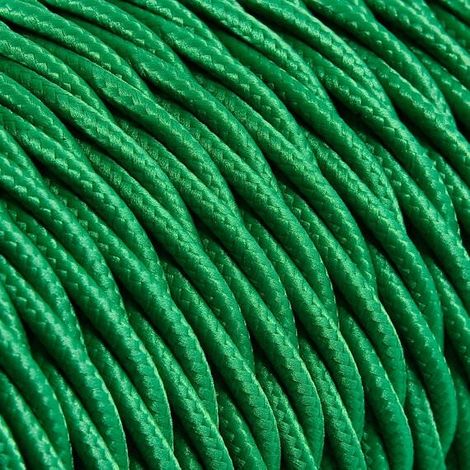 Câble Electrique Vert en Textile Torsadé 3x0.75mm² - Fil Electrique Tissu