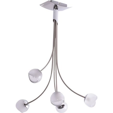 Plafoniera soggiorno sala da pranzo illuminazione sfera di vetro faretto corridoio luce argento Brilliant G07695/15