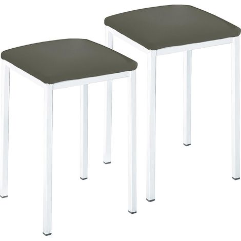 tabourets de Cuisine Modèle carré Similicuir Graphite Structure en métal Aluminium Hauteur d'assise : 45 cm (1/5)