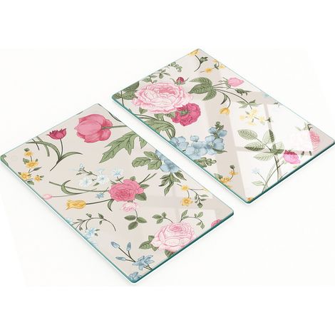 Juego de dos tablas de cocina de cristal Victorian Bouquet 2x30x52 cm