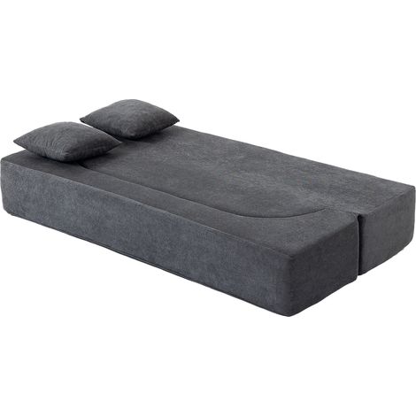 Schlafsofa, Bodensofa ohne Gestell mit dickem, hochdichtem Schaumstoff, breitem und tiefem Sitz, dunkelgrau (1/5)