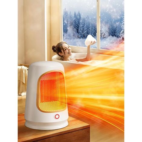 Chauffage D'appoint, 2s + 2 Modes Radiateur Electrique, Ultra Silencieux Chauffage Soufflant, Compact Mini Chauffage Electrique, Double Protection Radiateur Soufflant Salle De Bain - Blanc (1/4)