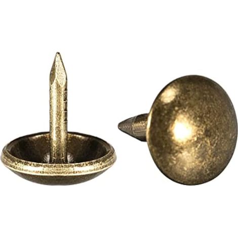 Clous de tapissier ronds antiques 9mm diamètre, 10mm hauteur, teinte bronze, pour meubles, canapés, têtes de lit - 100 pièces (1/4)