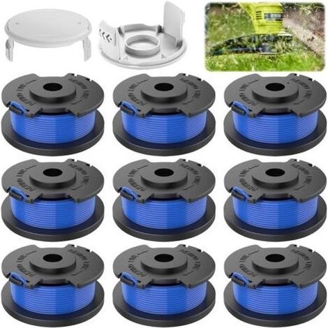 PA 9 pièces fil coupe bordure pour ryobi,Bobine Fil Coupe Bordure avec pour Ryobi One+ AC14RL3A 18V 24V 40V, Ø1,65 mm,3,4 m de longueur (1/4)