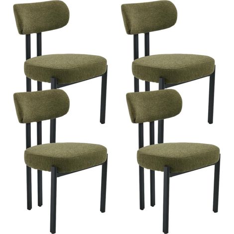Wahson Lot de 4 Chaises en Chenille—Chaises Salle à Manger avec Pied Métal, Chaise de Cuisine Confortable Pour Cuisine, Vert