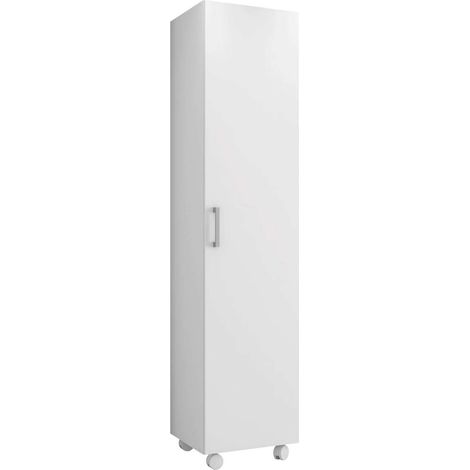 Armario Alto Multiusos Auxiliar con Ruedas 1p Color Blanco 42x183 cm