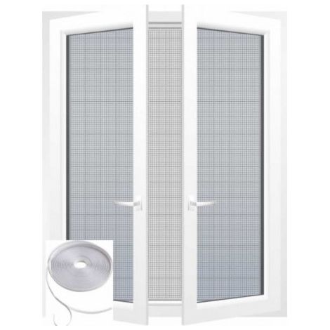 Kit Zanzariera con Banda di Fissaggio 130x150cm Bianco - Essenziale