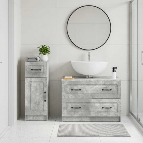 Beyamis Ensemble de 2 meubles de salle de bain , gris béton (1/5)