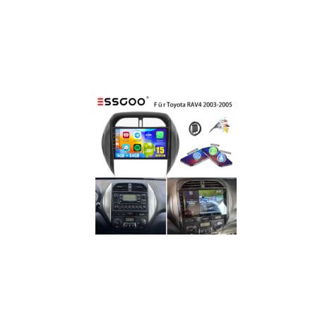 Autoradio DAB+ Android 15 32/64G avec GPS, CarPlay, commandes au volant et Wi-Fi pour Toyota RAV4 2003-2005 - 4+64G