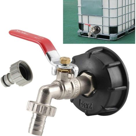 Adattatore per rubinetto IBC da 1/2" (13 mm) – Raccordo a connessione rapida per tubo da giardino con filettatura grossa S60x6 (compatibile con 3/4") – Ottone – ls (1/5)