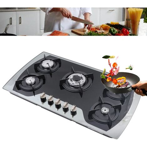 Placa de gas de 5 zonas, Cocina de gas natural/GLP, 5 quemadores, autosuficiente, empotrada, quemador, gas natural/propano, 90 cm (1/5)