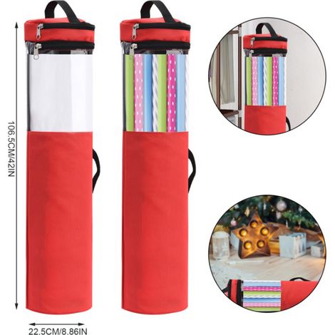 Aufbewahrungsbeutel für Weihnachtsgeschenkpapier in Zylinderform, durchsichtiger Beutel, Organizer für Weihnachtsgeschenkpapier, Aufbewahrungshalter für Weihnachtsgeschenkpapier (1/3)