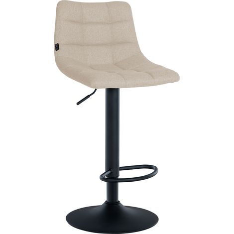 Sgabello da bar moderno x1 in tessuto color crema con motivo trapuntato e base a tromba in metallo nero 100005958