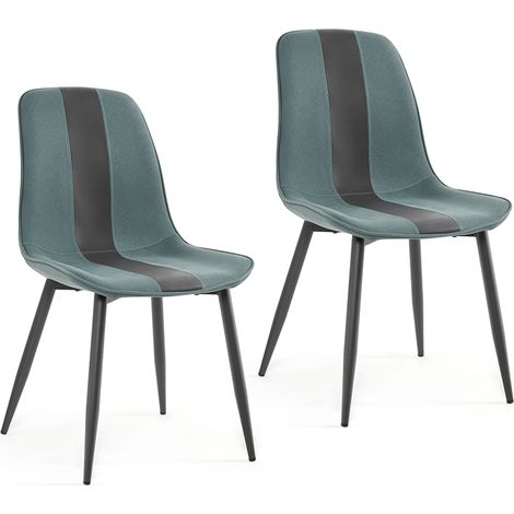 Mondeer – Chaises de salle à manger en tissu polyester lac bleu – Lot de 2 – Pieds en métal antidérapants – Ergonomiques et faciles à assembler (1/5)