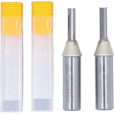Lot de 2 fraises droites à 3 dents de 1/2 po pour le travail du bois, à grande vitesse, pour défonceuse modèle Ma. (1/4)