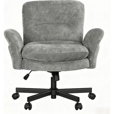 ELVMI Silla Giratoria 360 Grados con Altura Regulable, Respaldo Acolchado y Patas Antideslizantes, Chenilla Gris (1/5)