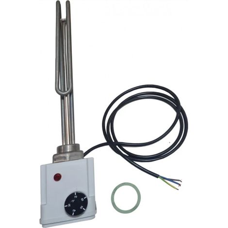 Résistance thermoplongeur 3000 W – Inox 316L – 1"1/2 à visser – Témoin thermostat réglable 30 à 70°C – Limiteur de sécurité 90°C – Cotherm