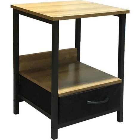 COMODINO INDUSTRIAL CON CASSETTO 40x35x55H QUERCIA (1/3)