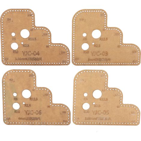 4 Pièces Gabarit Acrylique à Angles Arrondis pour Découpe DIY et Travail du Cuir (1/5)