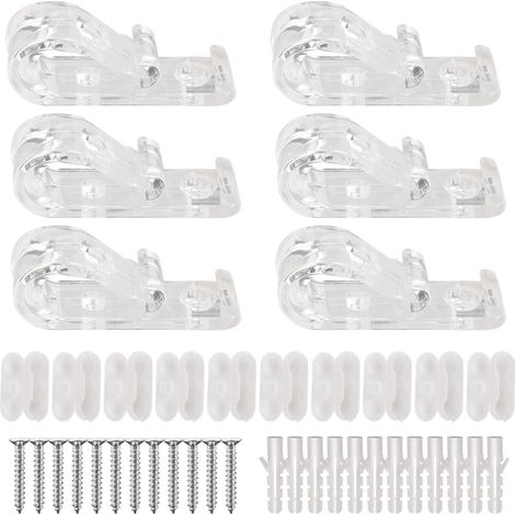 Ensemble de 6 clips en P transparents pour enfants avec 10 connecteurs de chaîne de persienne en plastique 12 vis + 12 poteaux en plastique pour le contrôle de la chaîne de persienne (1/2)