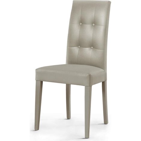 Sedia poltrona imbottita in ecopelle effetto capitonne' DODO set 2 pezzi GRIGIO (1/2)