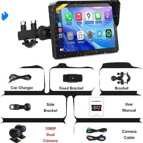 GPS per moto, impermeabile, con connettività wireless e DVR da 7 pollici. (1/2)