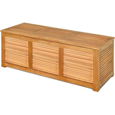 180 Litre Acacia Wood Deck Box Garden Storage Bench Storage Container (1/3)