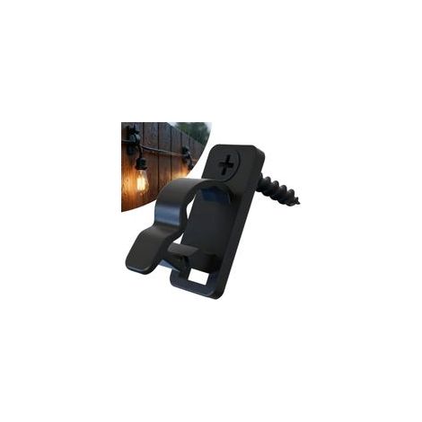 Lot de 60 Crochets pour Guirlande Guinguette Extérieure - Clips à Visser Noirs pour Câbles & Lumières LED - Attaches Résistantes pour Terrasse, Jardin, Pergola et Clôture