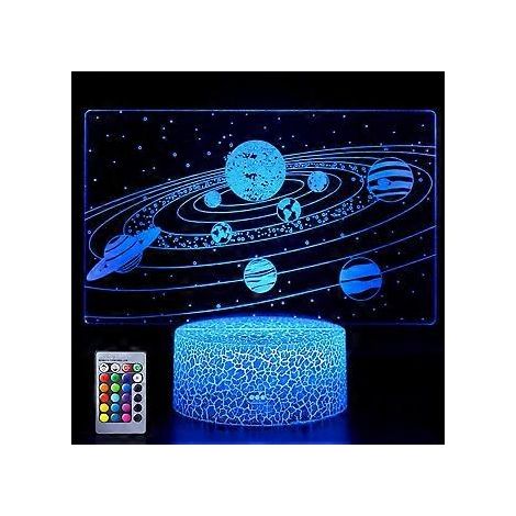 System Solaire Veilleuse Pour Enfants, Lampe Illusion 3d Ppinire Led Lumire, Tlcommande 16 Couleurs Changeantes Dimmbar, Cadeaux De Nol Pour Filles G