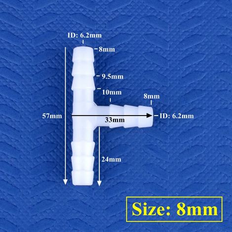 (8 mm - 50 pièces) Raccord en T blanc en PE, adaptateur pour réservoir d'aquarium, tuyau de pompe à air, raccords en forme de pagode, connecteurs pour tuyau d'irrigation de jardin (1/5)