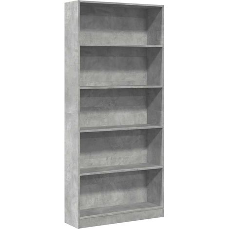 Estantería de madera de ingeniería gris hormigón 80x24x176 cm vidaXL