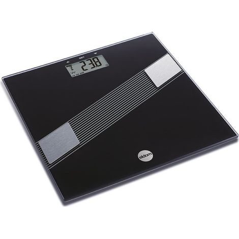 Balanza personal eléctrica Eldom TWO140/C, de cristal, negra, hasta 150 kg, medición de grasa. (1/4)