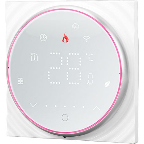 Thermostat Wi-Fi avec écran LCD, régulateur de température intelligent pour chauffage au sol domestique, boîtier encastré carré de 86 pouces (218 cm), 95-240 V, 5 A, blanc. (1/5)
