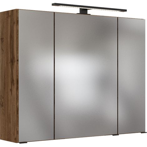 LED- Spiegelschrank 80 cm MANLY-03 Wotaneiche Nb. B/H/T: 80/64/20 cm (1/5)