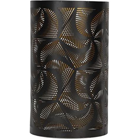 Abat-jour en métal noir, découpe moulin à vent ajouré, pour douille E27/E26, amovible, rond décoratif, pour lampe de table, 20 x 12 cm (1/5)
