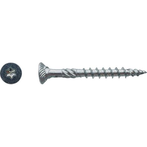 250 Vis Bois TK3 Tête Fraisée Crantée Torx F/Partiel 4.5 x 60 mm - Zingué blanc - D-Work