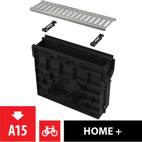 Boîte de service Alcadrain pour caniveau de drainage AVZ102 avec rebord en plastique et rouille en profilé C galvanisé A15 (1/4)