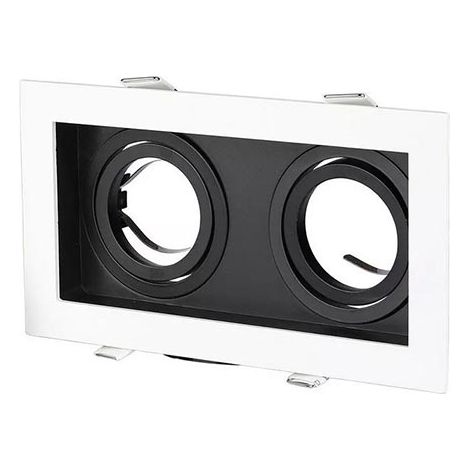 V-TAC VT-886 8877 Portafaretto LED Orientabile da Incasso Rettangolare 2xGU10 Colore Bianco e Nero (1/5)