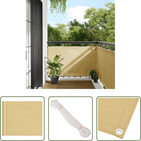 vidaXL Balkonverkleidung -  Balkon-Sichtschutz Sandfarben 90x500 cm 100% Polyester-Oxford