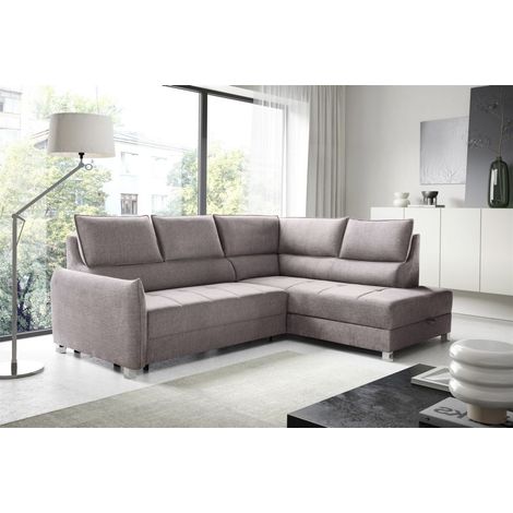Ecksofa Schlafsofa Sofa MARNO in Stoff Chill Me Hellgrau Ottomane Rechts (1/5)