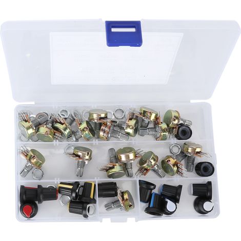 Satz mit 80 linearen Potentiometern B5K, B10K, B20K, B50K und B100K mit Drehknopf zur Audiosteuerung (1/5)