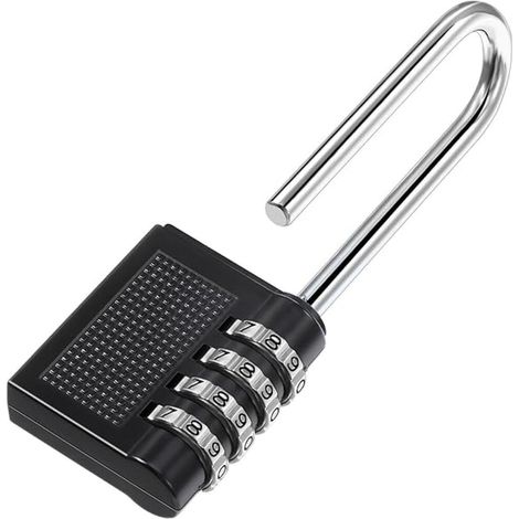 (Noir)Cadenas à Combinaison 4 Chiffres Cadenas Sécurité Extérieur Long pour Casiers, Entrepôts, Écoles Verrouillage Renforcé Longue Durée Boîtes aux Lettres, Boîtes à Outils, Portails