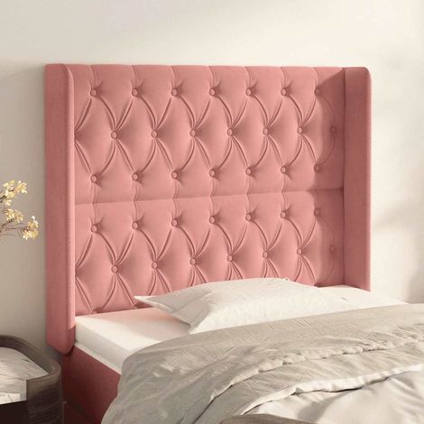 Tête de lit avec oreilles en velours rose, hauteur réglable, 103 x 16 x 118/128 cm, 13.65kg - PANGIVO (1/5)
