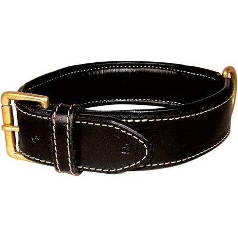 Collare in cuoio nero con fibbia in metallo modello Haute Finition per cani: Collare nero 2,8 x 50 cm