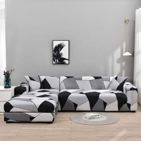KLVGTIFS PU - Housse de Canapé d'angle Extensible,Couverture de Canapé Revêtement de Canapé Universelle de Forme L (3 Places+2Places) (1/4)