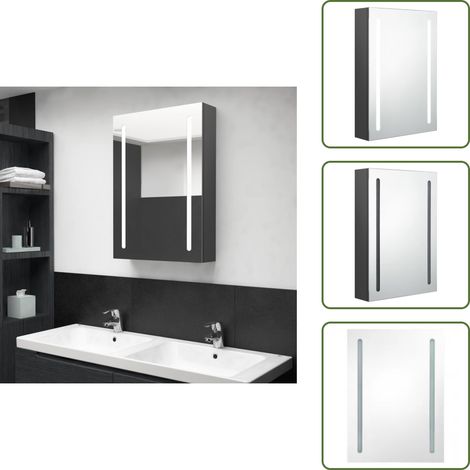 Armadietto da parete - vidaXL Armadietto Bagno con Specchio e LED Grigio 50x13x70 cm - Armadietto con luce